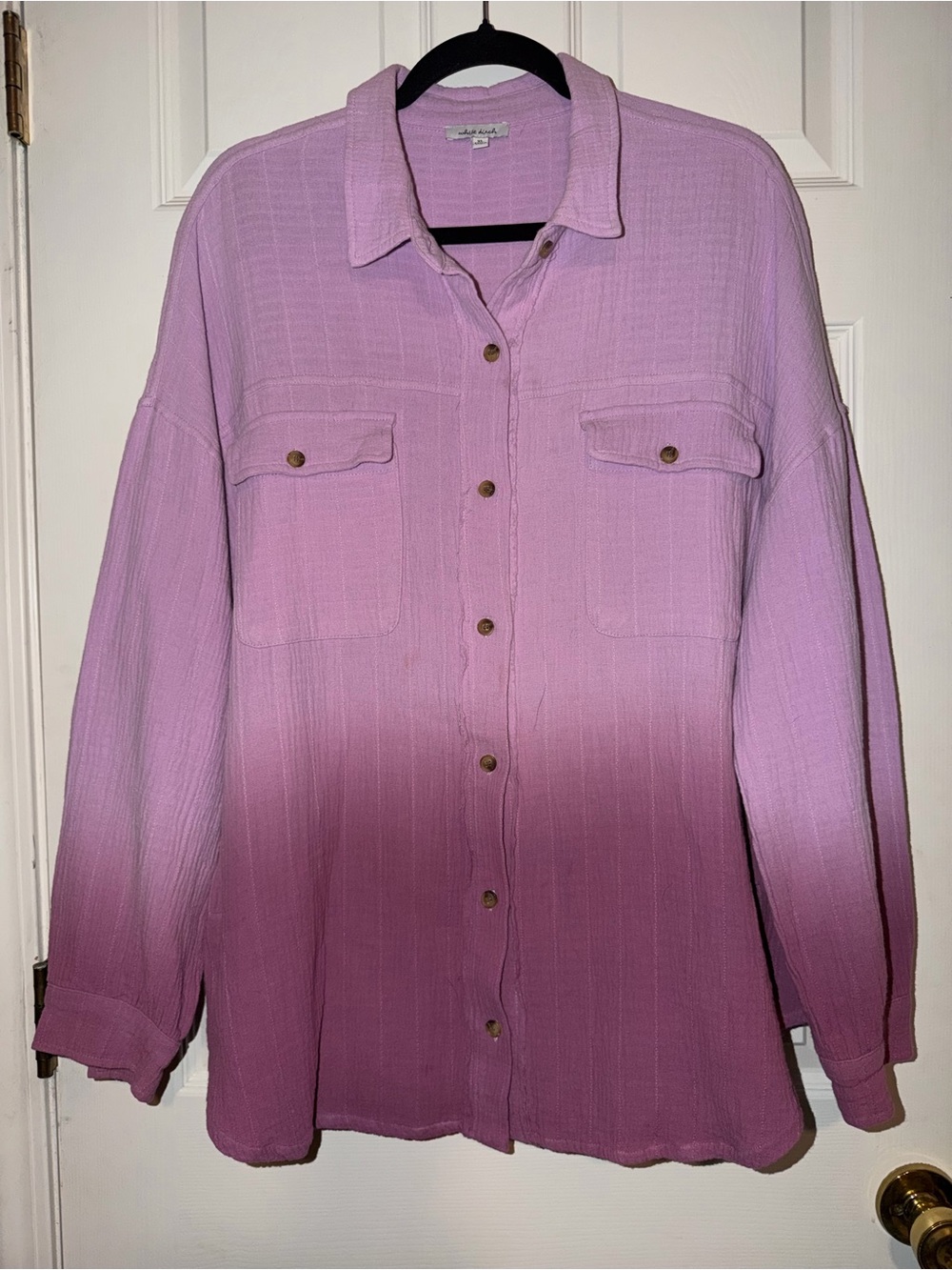 white birch Lavender Ombre Oversized Button-Down Shirt Shacket